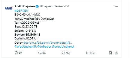 Amasya'da deprem oldu! AFAD'dan açıklama geldi, son depremin şiddeti kaç? - Resim: 0